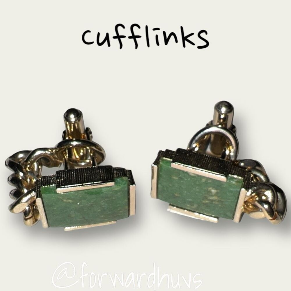 Vintage Stone Cufflinks with Goldtone Chain